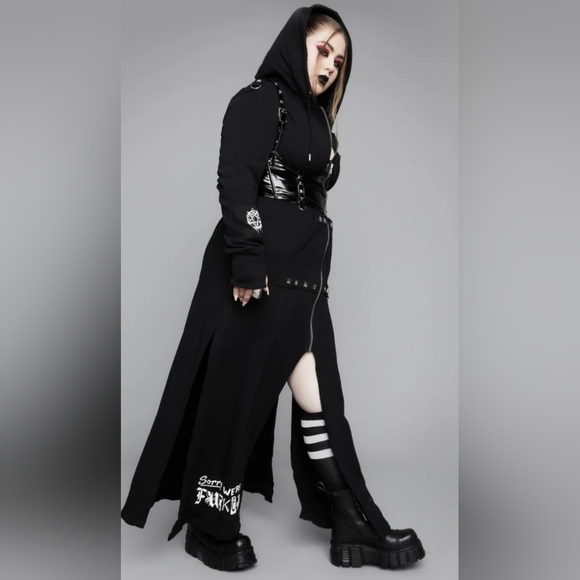 Dolls Kill Tops - Dolls Kill Widow Eternal Fear and Loathing Duster Hoodie